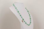 Handmade bright light green and turquoise glass bead necklace.