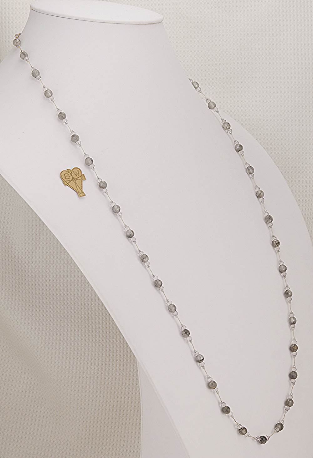 Faceted, smokey and clear quartz necklace.