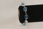 Turquoise quartz glass bread bracelet with sterling silver.