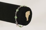 Sterling silver and green rutile quartz bracelet