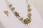 Brown, beige, seafoam green, lavender. glass bead necklace.