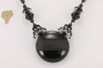 necklace black and clear etched glass beads