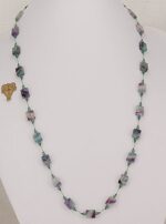 Teal and deep purple, semi precious, tourmaline stone necklace.
