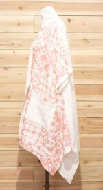 One of a kind, white and peach colored linen cloak.