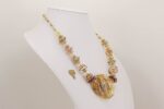 necklace golden glass silver quartz beads