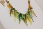 handmade green glass necklace with jade beads