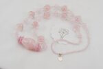 cotton candy pink glass beaded necklace with rose quartz