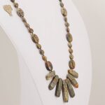 Necklace made with grey picture jasper semi precious stone.