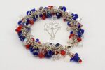 Red, white and blue Swarovski crystal bracelet