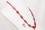 Venetian red dichroic glass bead necklace.