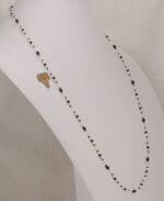 33 inch long raw, black cherry ruby, freshwater pearl and hematite necklace.