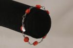 Red bamboo coral and sterling silver bracelet.