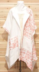 One of a kind , white and peach Japanese linen kimono cloak.