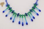 blue and green icicle glass bead necklace