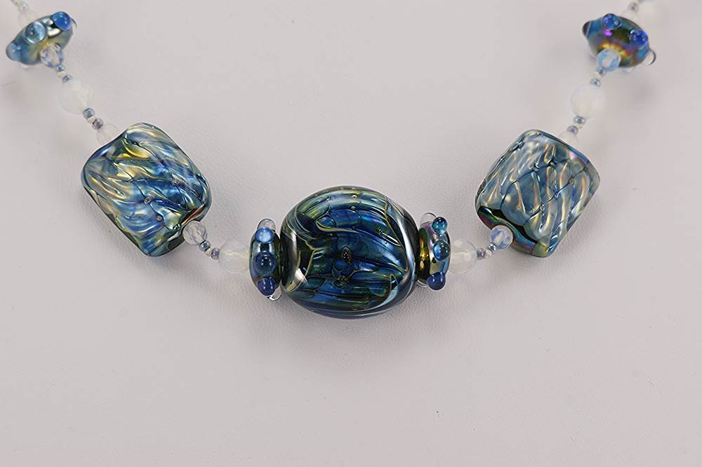 blue glass bead necklace