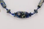 Cobalt blue and green glass beaded necklace with Venetian style Murrinis