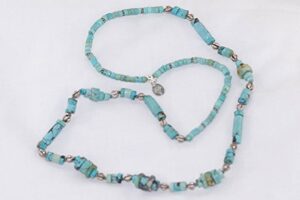 Necklace with old turquoise and sterling silver.
