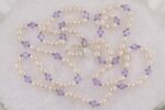 Freshwater pearl necklace with amethyst Swarovski crystals