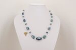 Blue glass beaded necklace with sterling silver accents