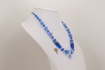 handmade cobalt blue and white colored glass bead necklace