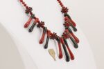 red black glass bead necklace