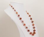 Handcrafted pink glass and watermelon tourmaline crystal beaded necklace