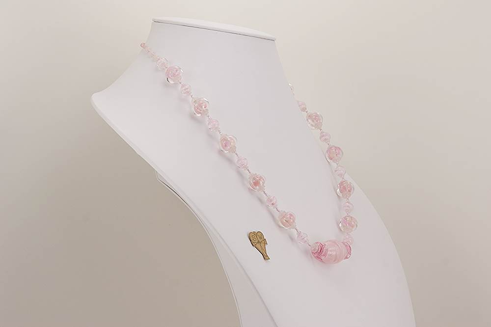 soft pink glass bead necklace