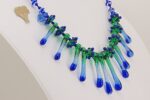 blue green glass bead necklace with icicles