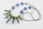 sage and sapphire colored handmade glass bead necklace