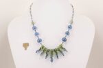 Sage and sapphire colored glass bead necklace