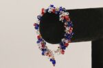 Handmade, red, white and blue Swarovski crystal bracelet.