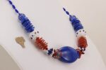 Red, white and blue glass beaded necklace.
