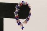 Patriotic, red, whit and blue Swarovski crystal bracelet with sterling silver chain.