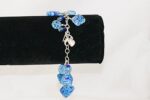 light and royal blue millefiori glass bead bracelet on sterling silver chain