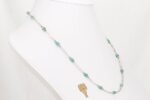 Sterling silver box chain necklace with hand wrapped turquoise beads.
