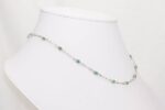 Handmade sterling silver open box chain necklace with turquoise beads.