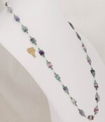 31 inch long, teal and purple tourmaline, stone necklace