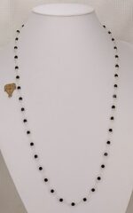 Necklace made with black spinel, moonstone and micro freshwater pearls.
