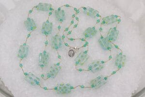 Spring green and turquoise colored glass bead necklace.
