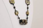 Handmade black, brown and ivory glass beaded necklace.