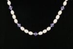 Fresh water pearl necklace with purple Swarovski crystals