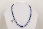 Cobalt blue and white glass bead necklace
