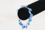 Royal and light blue murrini millefiori glass bead bracelet on sterling silver chain