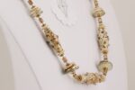 Ivory and sterling silver glass bead necklace with antique gold beads