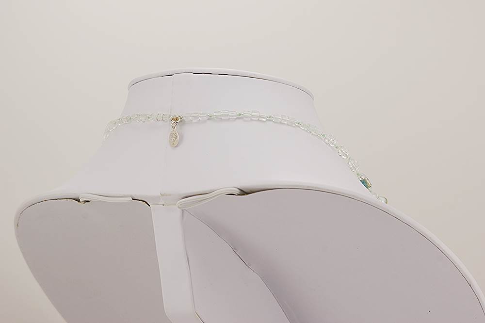 teal glass crystal bead necklace