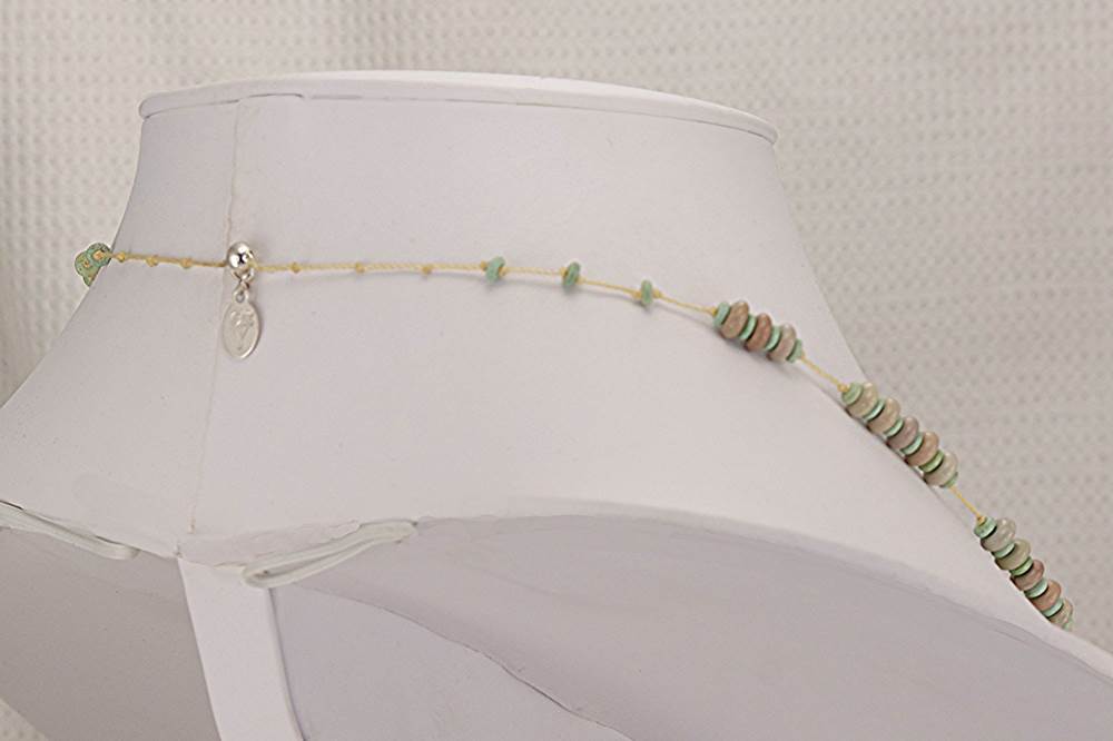 Necklace made of Arizona jasper and pixie, turquoise, rondel beads.