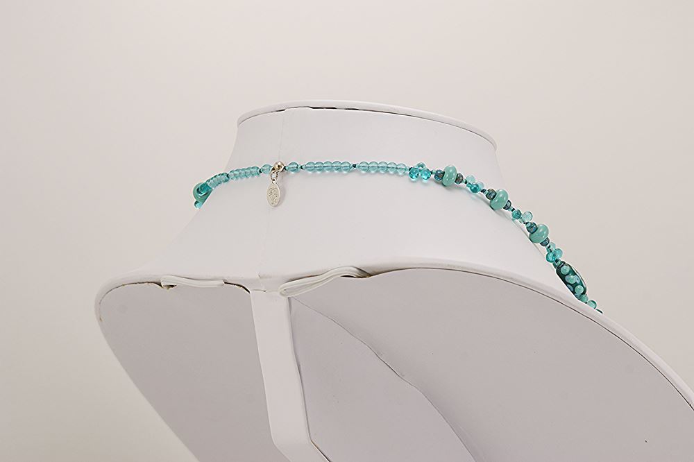 teal and turquoise glass beaded necklace
