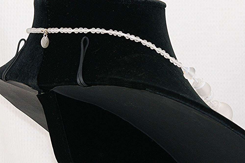 White milk glass bead necklace with moonstones and sterling silver accents.