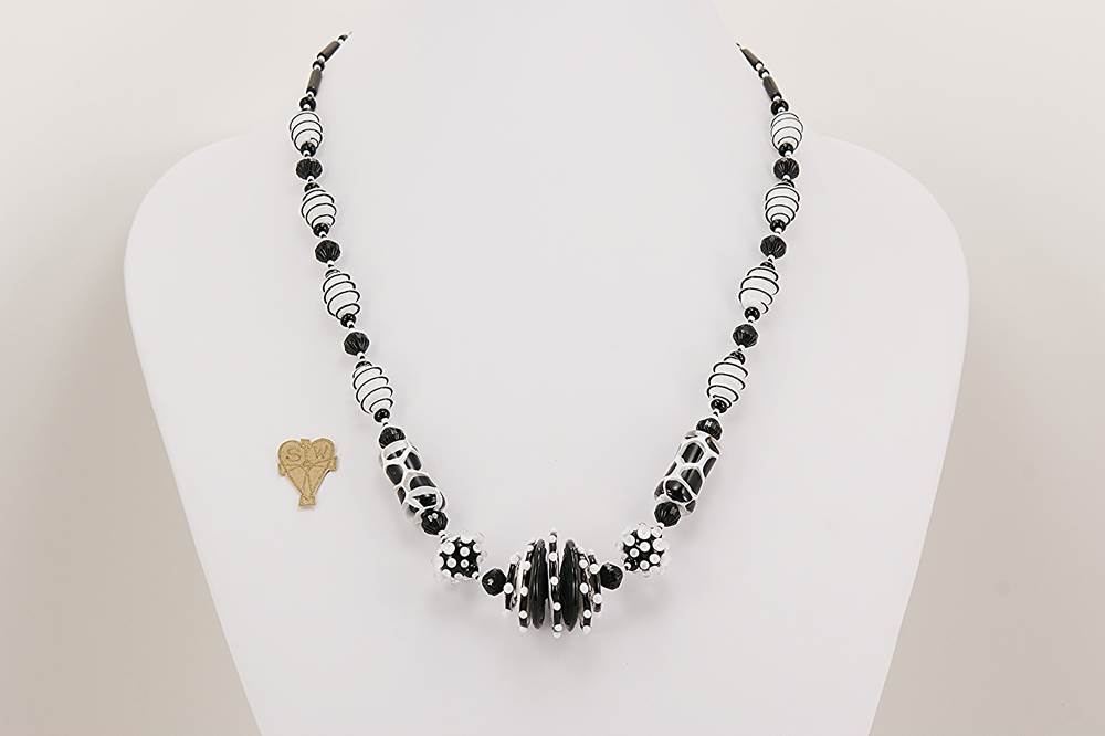black and white beaded necklaces