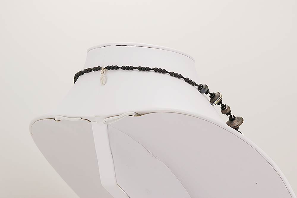 black raku glass bead necklace